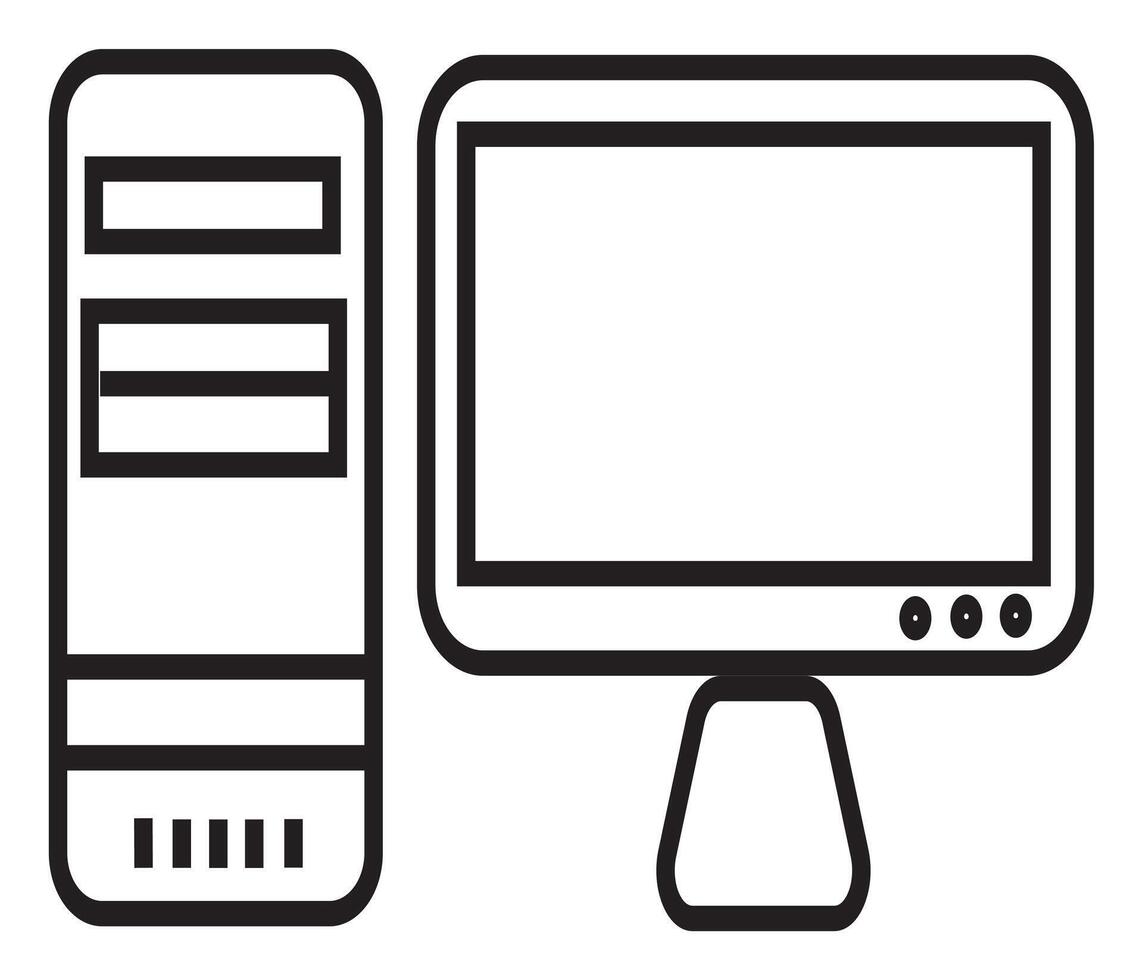 computer icon. cpu and monitor vector