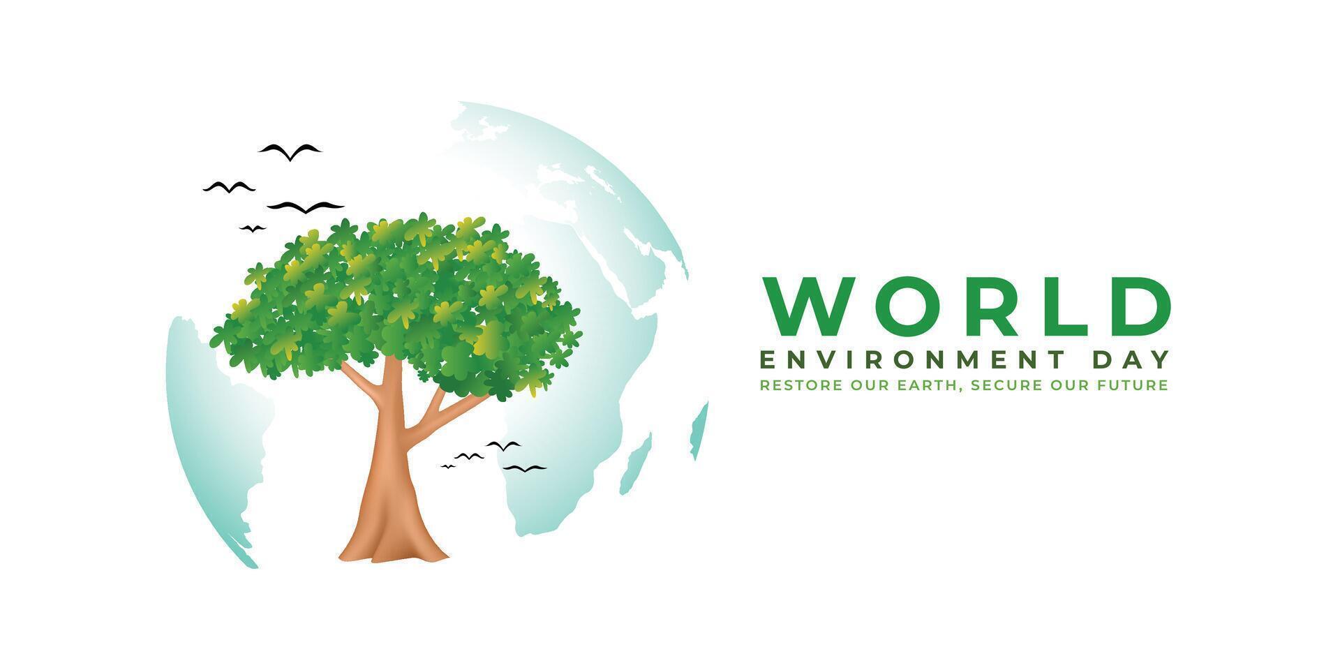 World Environment Day Graphic Featuring Tree and Earth Elements vector