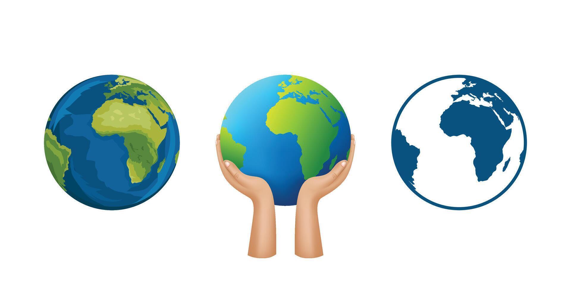 Set of Earth Globe Illustrations for Geography and Education Design vector