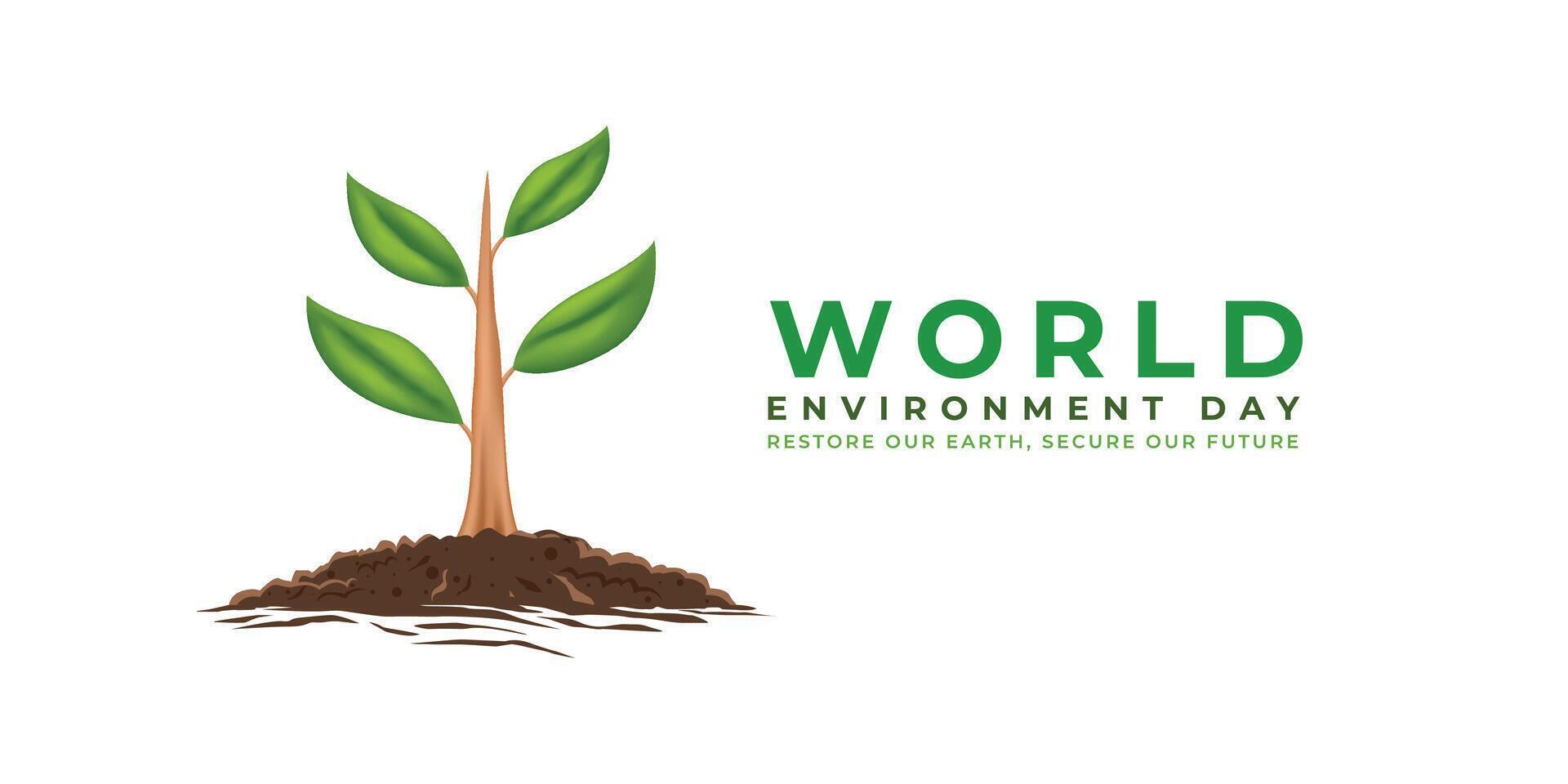 World Environment Day Tree Illustration with Green Nature Theme vector