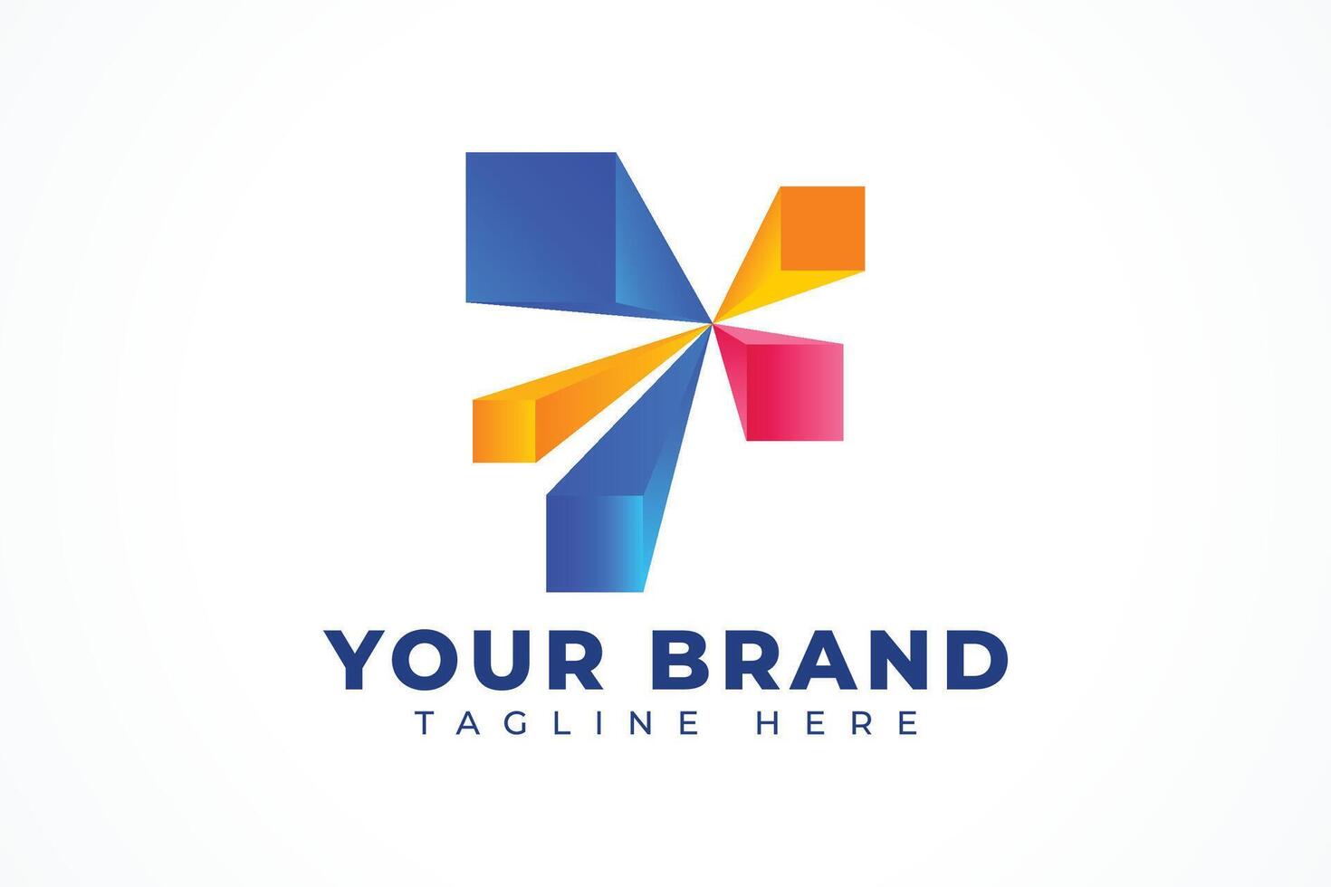 Abstract Square 3D Sparkle Logo Element vector