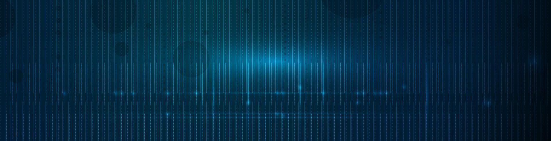 abstract digital technology. Illustration element with light, line pattern, space, dot, geometric shape on blue color background. Modern graphic design for template. Futuristic, science concept vector