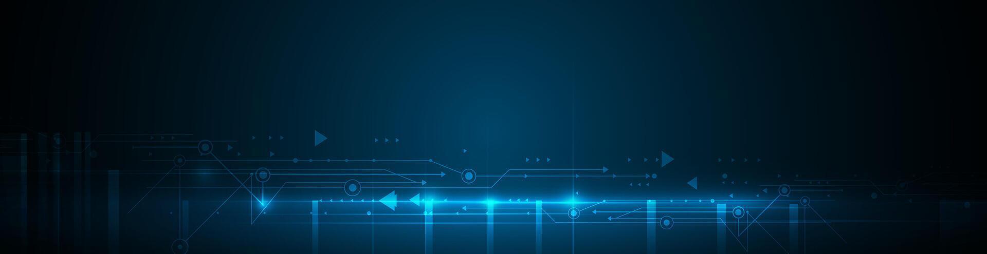 Abstract circuit board, Illustration high tech, technology on dark blue color background vector