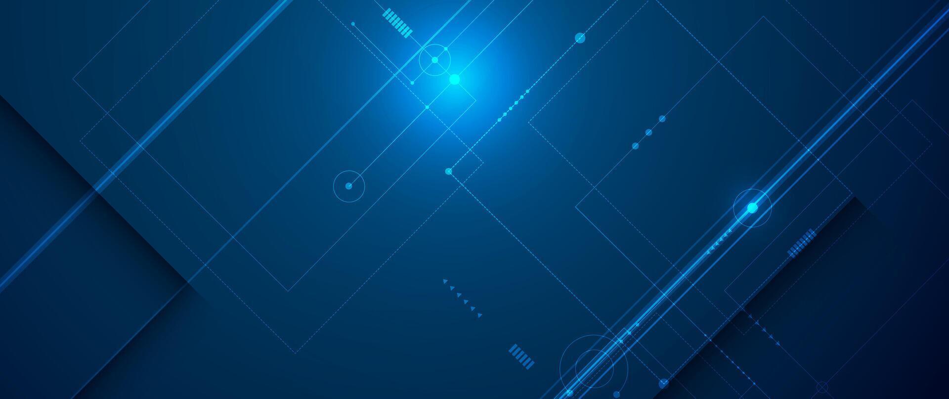 Abstract circuit board design with line, dot on dark blue background, Illustration computer, science, digital network, modern communication technology, big data, connection futuristic concept vector