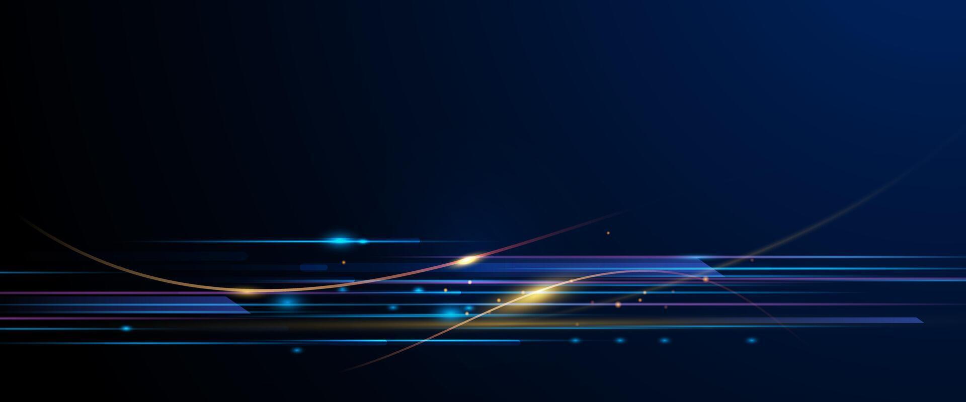 Abstract neon light, pattern line and space. Purple, blue, green, gold with gradient color background. Illustration graphic design for banner, background. Energy digital technology concept vector