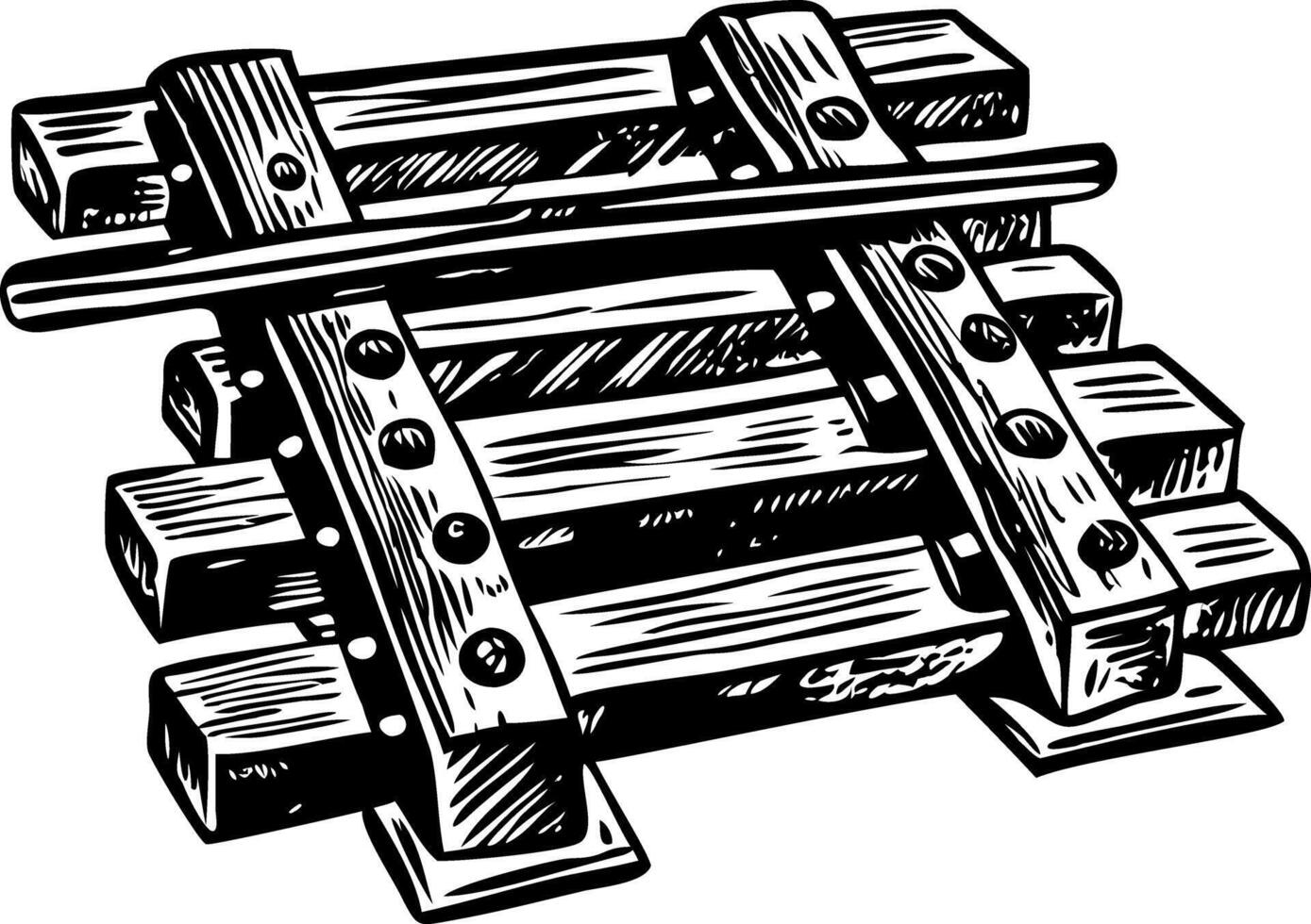 A sketchy style illustration showing cedar rail vector