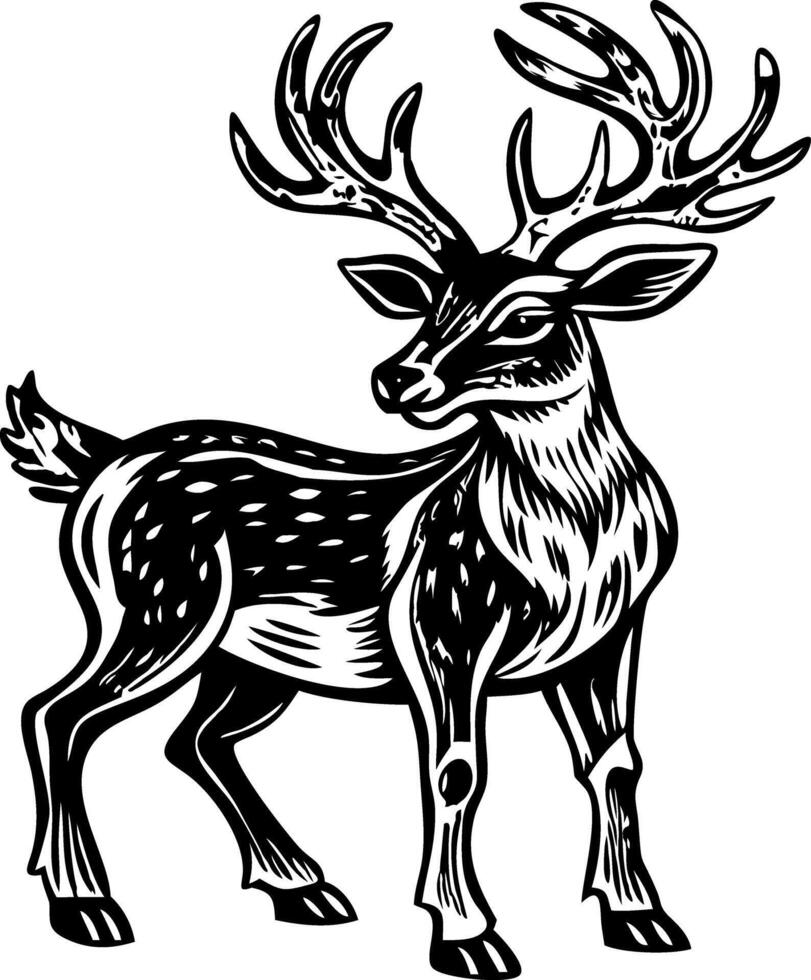 A vintage illustration showing festive reindeer vector