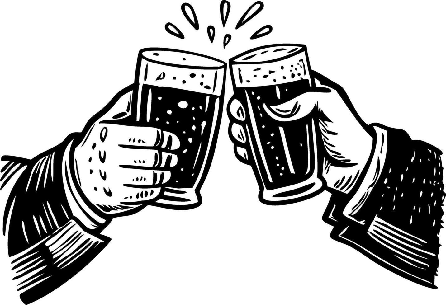 A vintage illustration of glass toasting vector