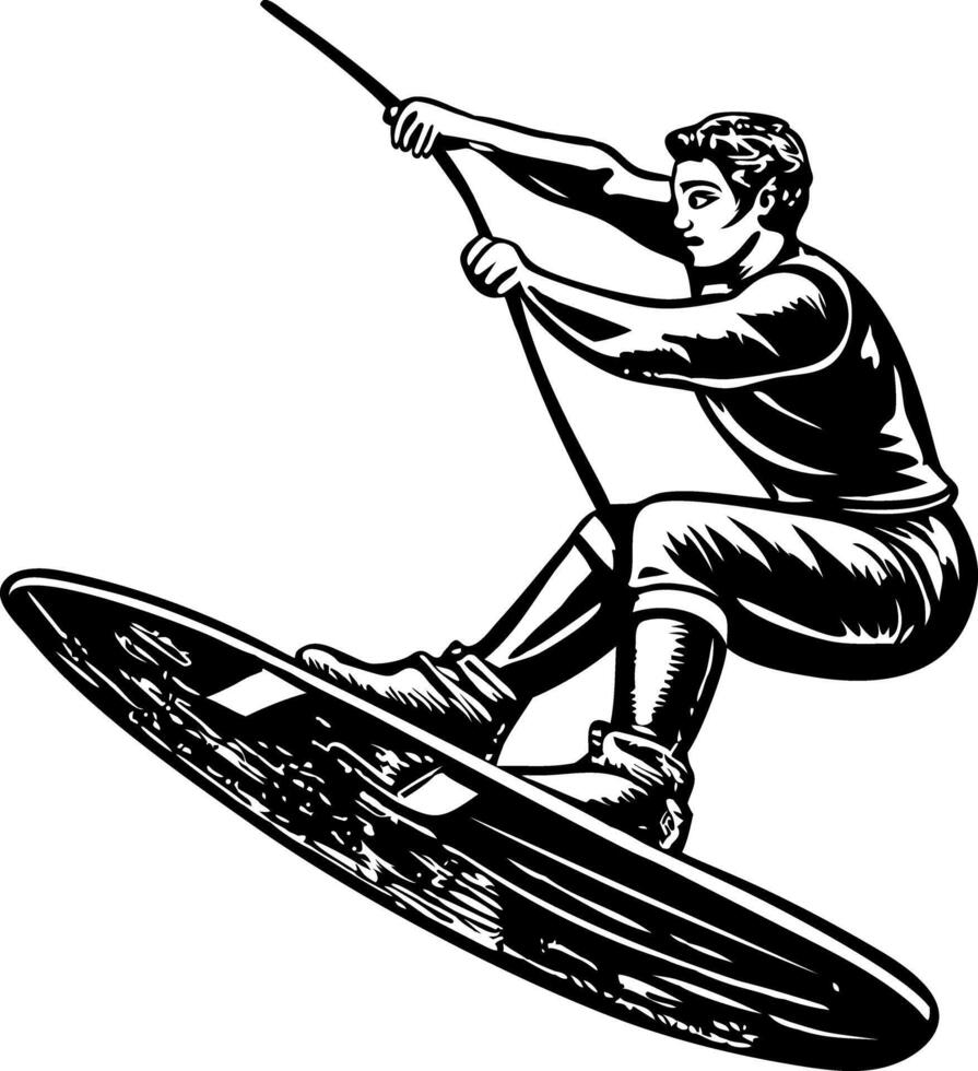 A sketchy style illustration of wakeboarding vector