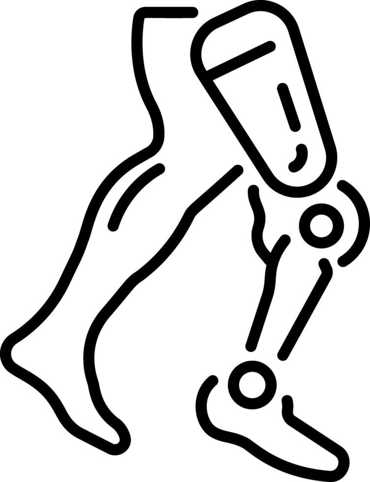 An icon of robotic leg in line style vector