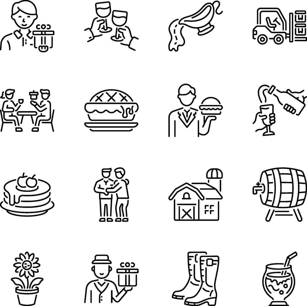 Pack of Thanksgiving Tradition Linear Style Icons vector