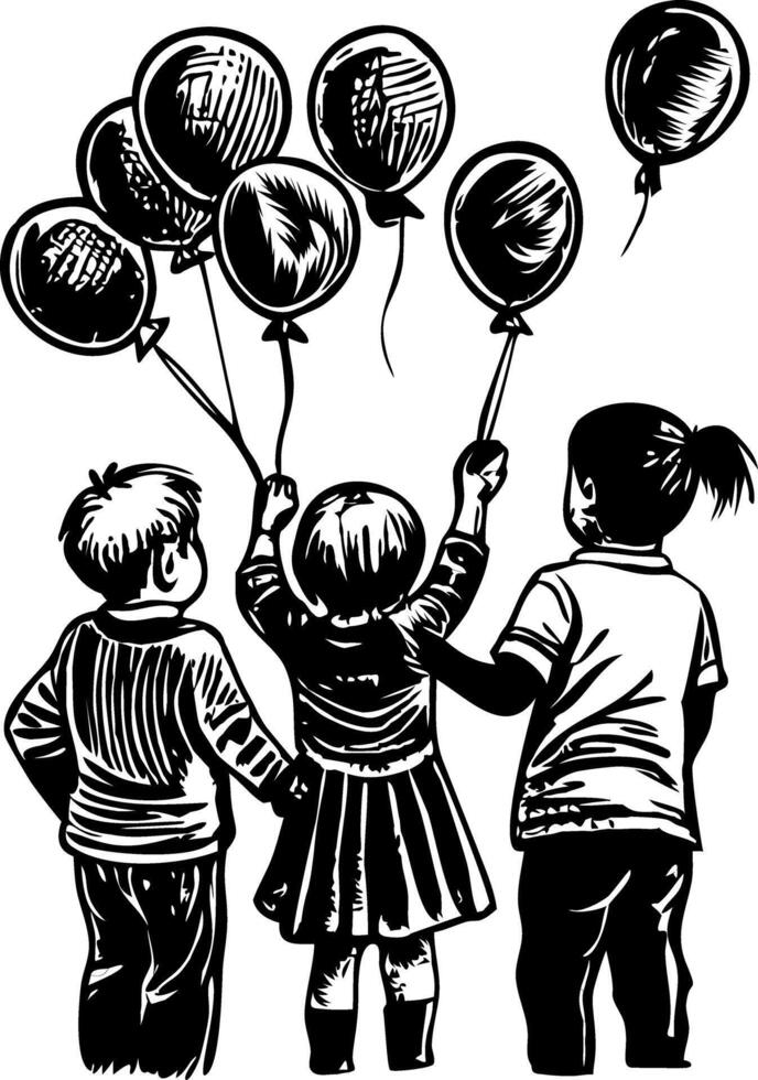 A drawing style icon showing kids balloon vector