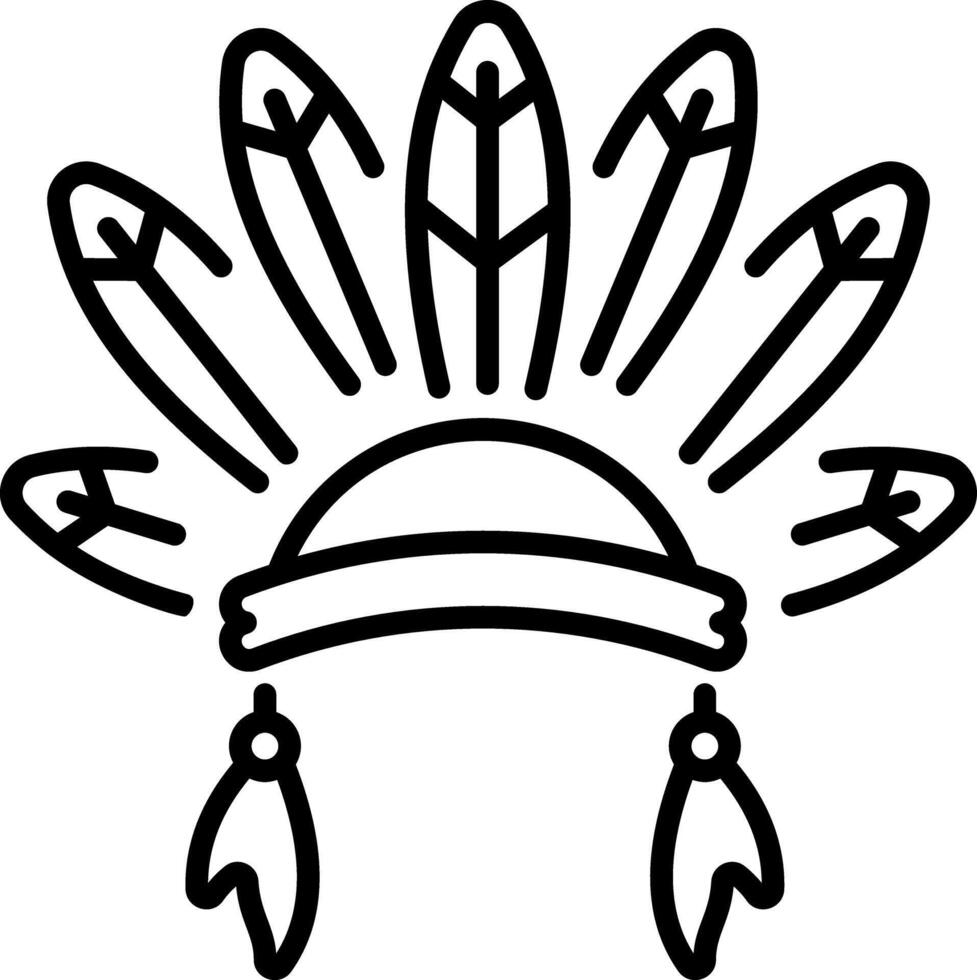 A linear style icon of native headdress vector