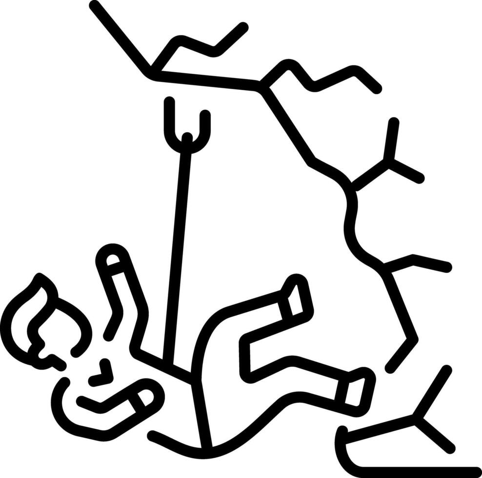 An outline style icon of mountain rescue vector