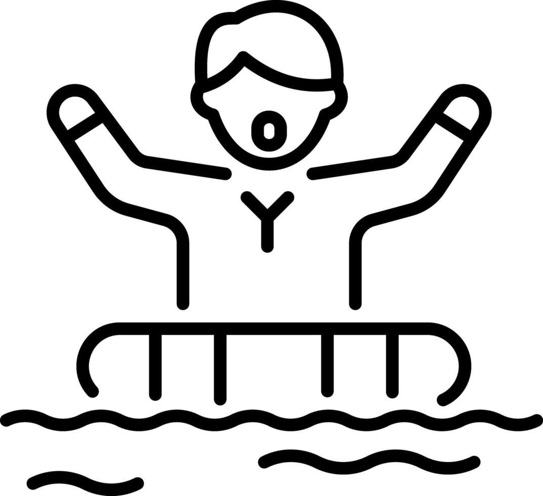 A linear style icon of drowning vector