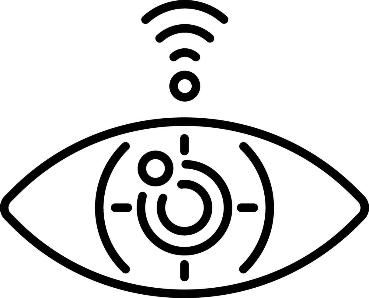 A linear icon showing futuristic eye design vector