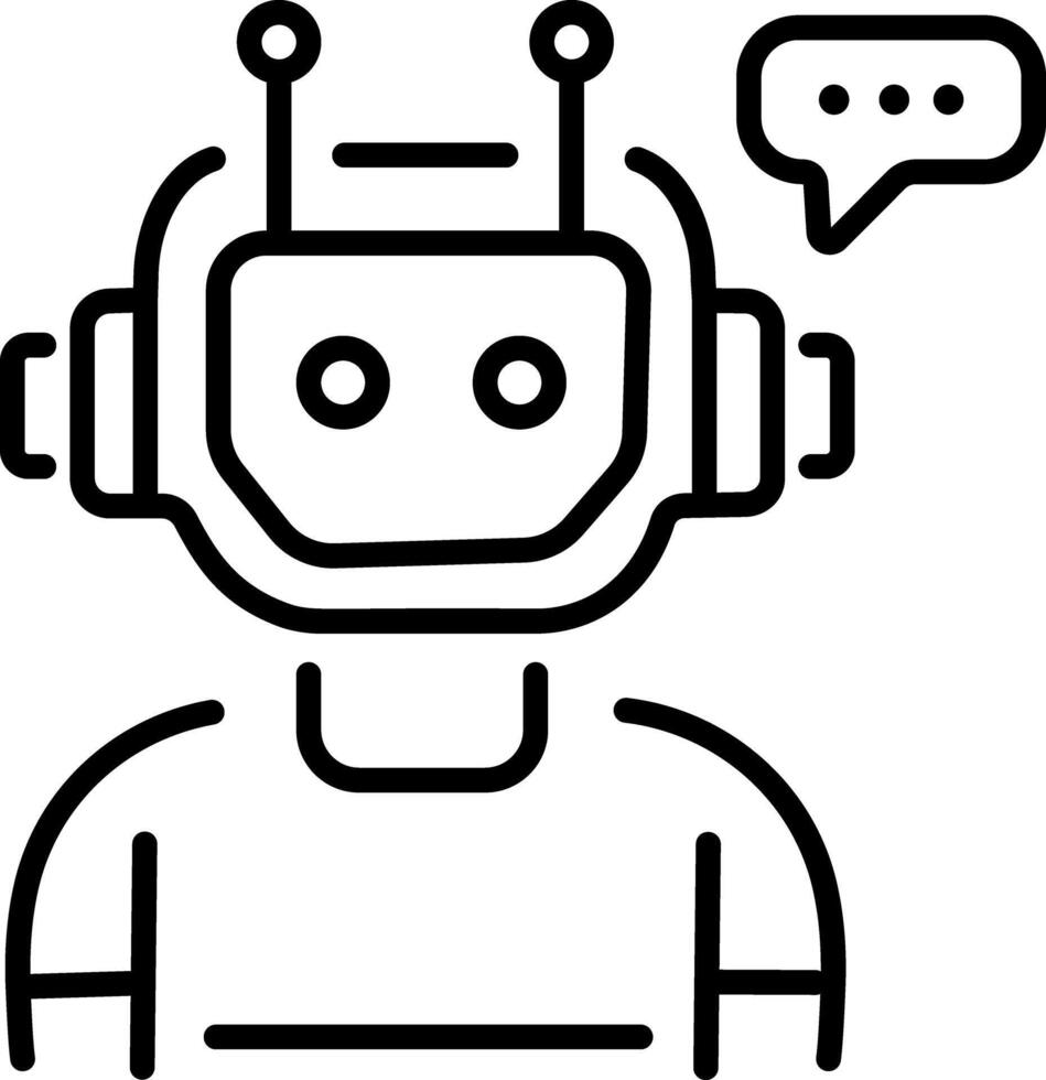 A linear icon showing intelligent ai chatbot assistant vector