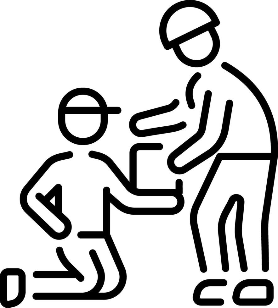An outline style icon of teen helping vector