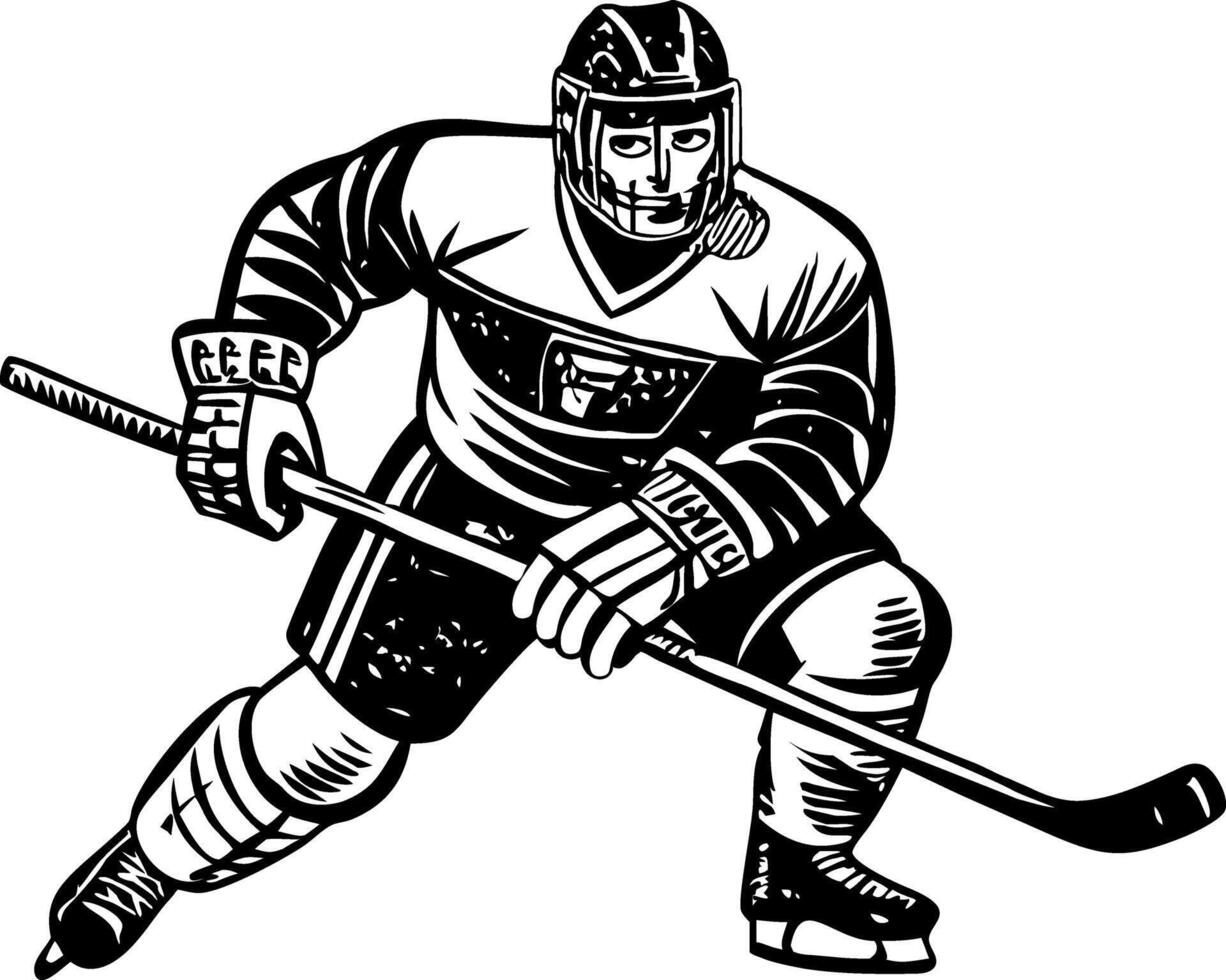 A sketchy style illustration of hockey player vector