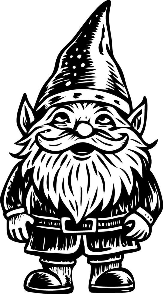 A vintage style illustration depicting christmas gnome vector