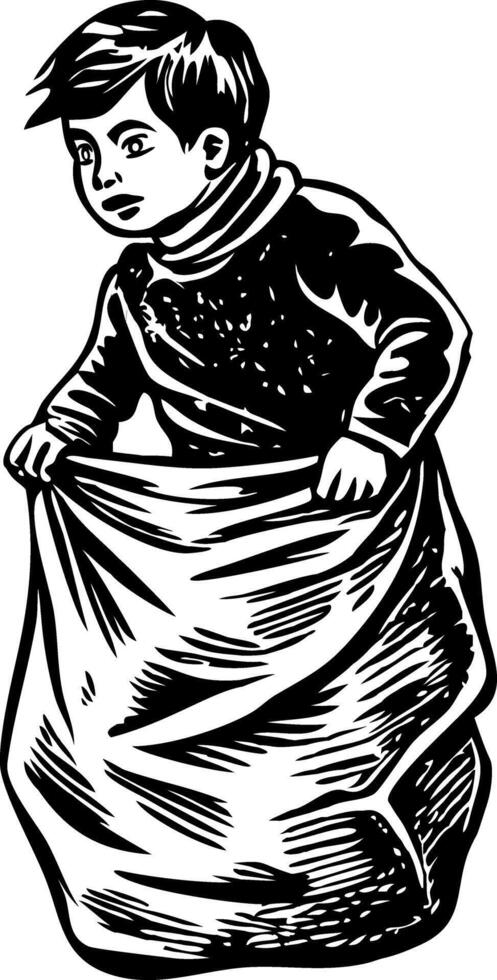 A sketchy style icon showing kids sack race game vector