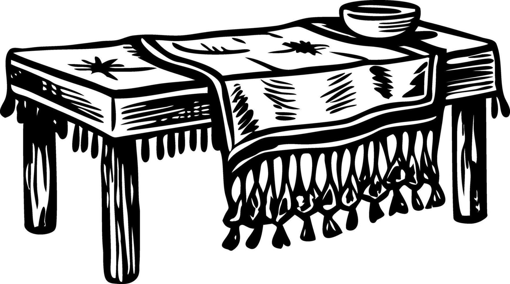 A vintage illustration showing classic wooden table vector