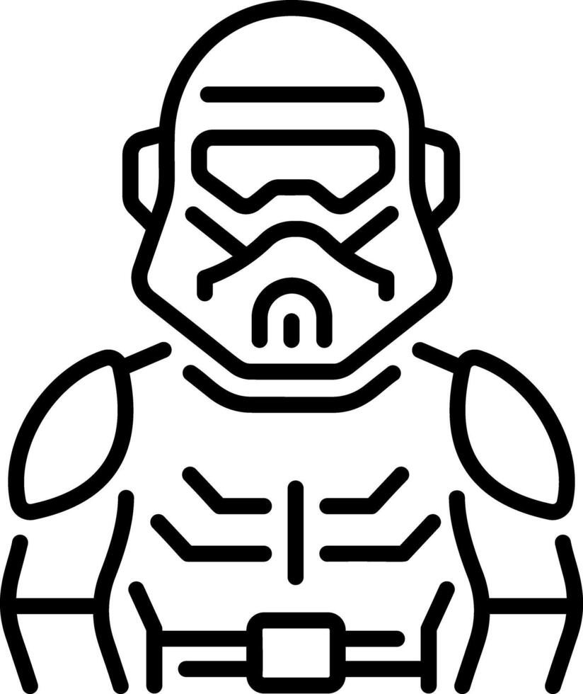 A linear style icon showing a futuristic soldier vector