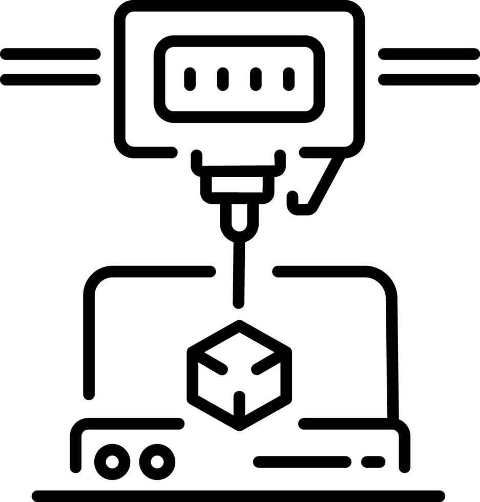 A linear icon depicting additive manufacturing vector