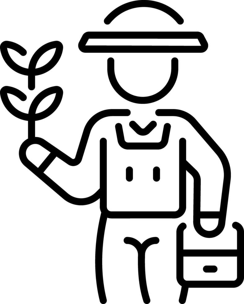A linear style icon of farmer harvest vector