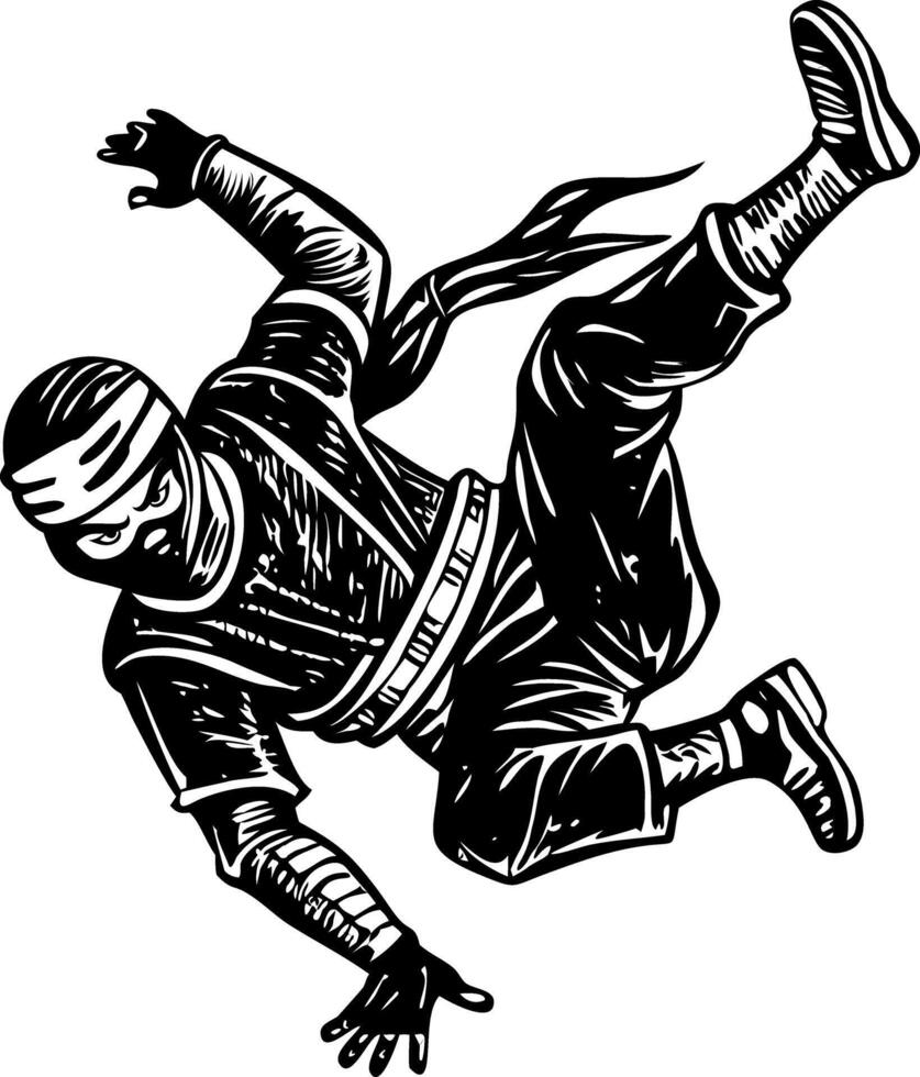A vintage style illustration of parkour vector