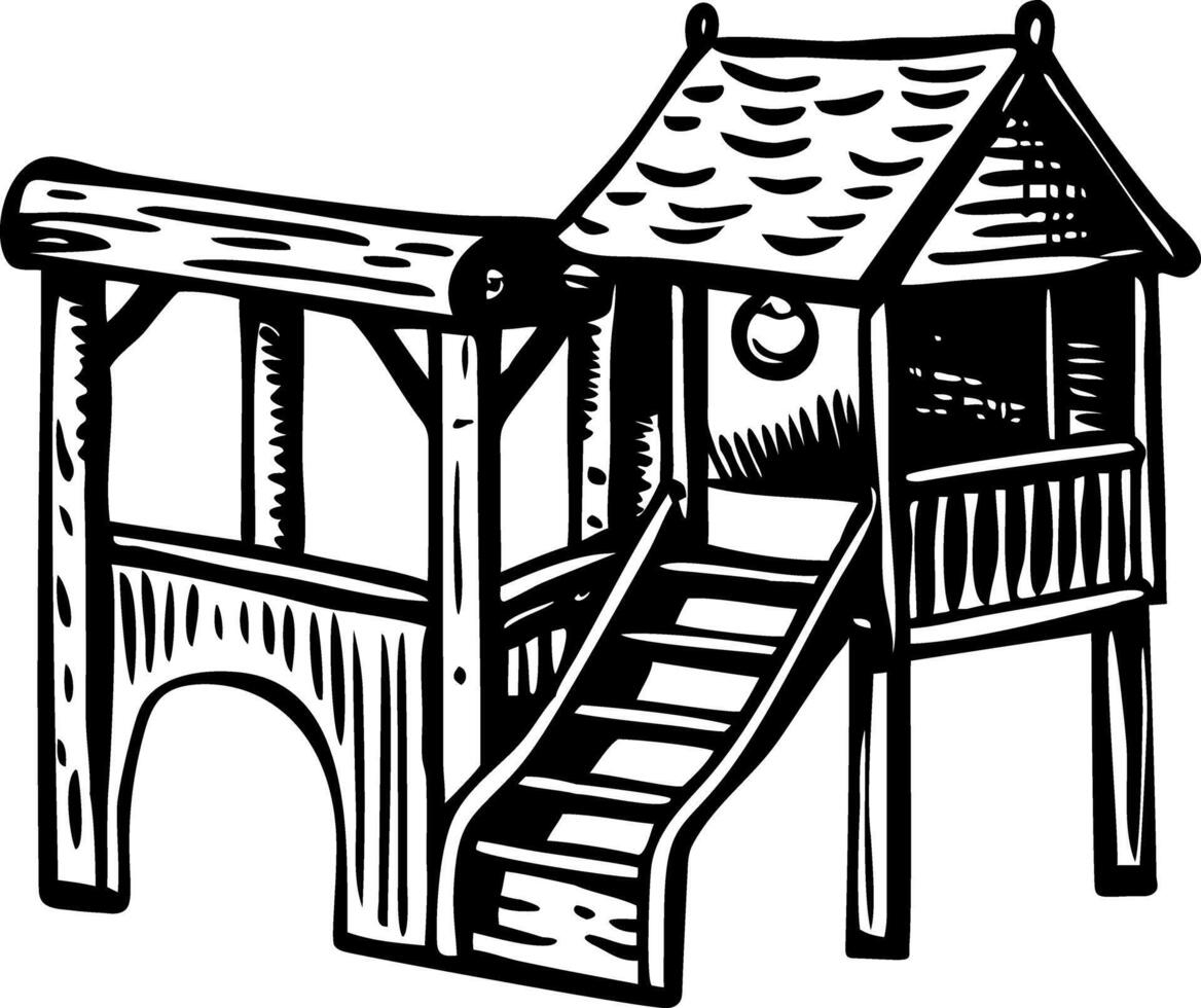 A drawing style icon showing outdoor kids play area vector