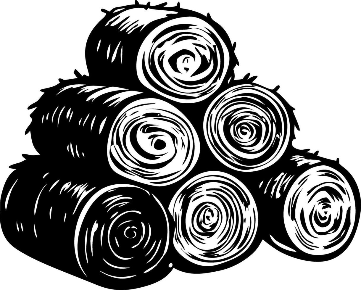 A vintage style illustration showing loose hay vector