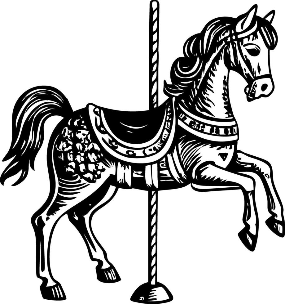 A vintage style icon showing carousel horse vector