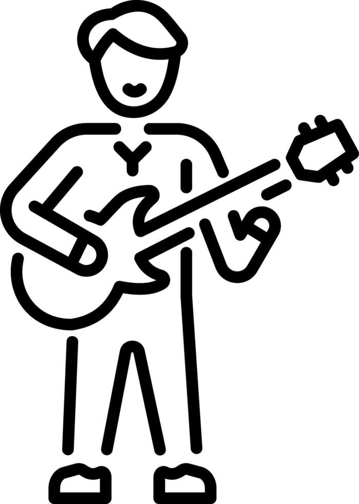 A outline style icon of guitarist vector