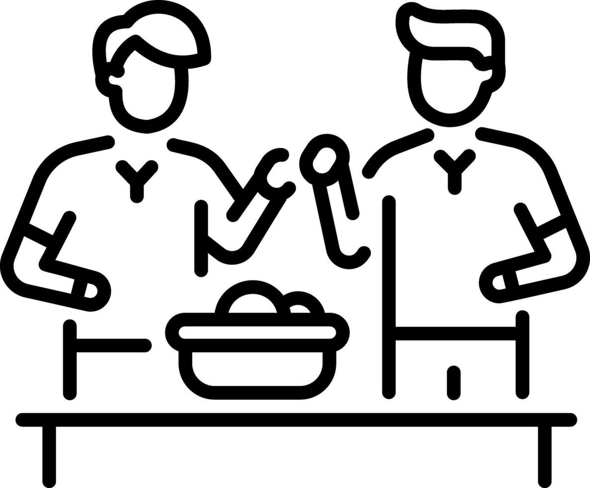 An outline style icon of sharing food vector