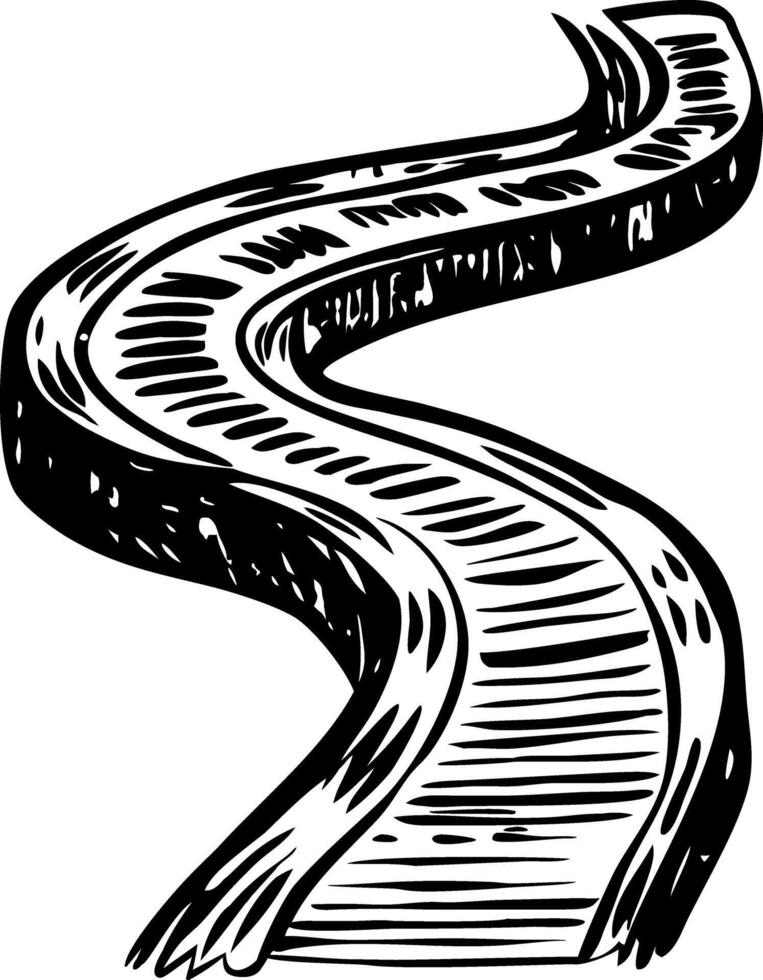 A drawing style icon of narrow winding path vector