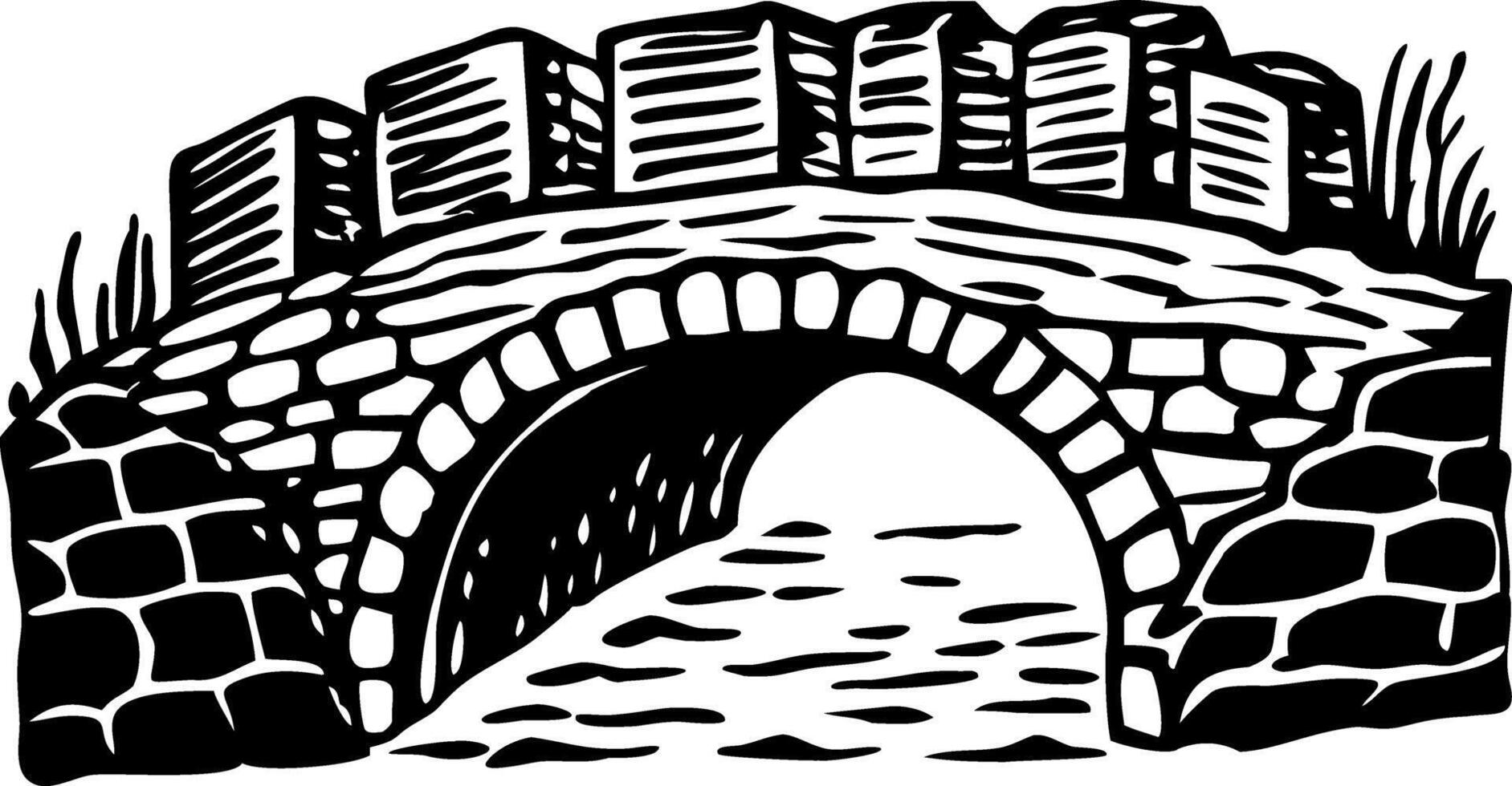 A vintage style icon showing old stone bridge vector