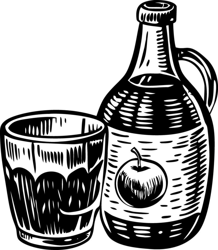 A vintage illustration depicting hot apple cider vector