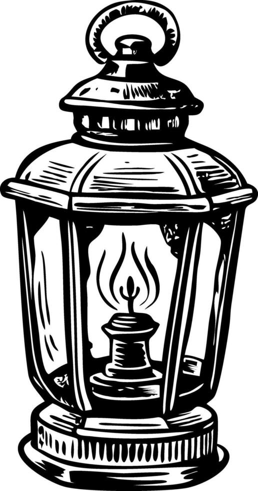 A vintage style illustration of rustic lantern vector