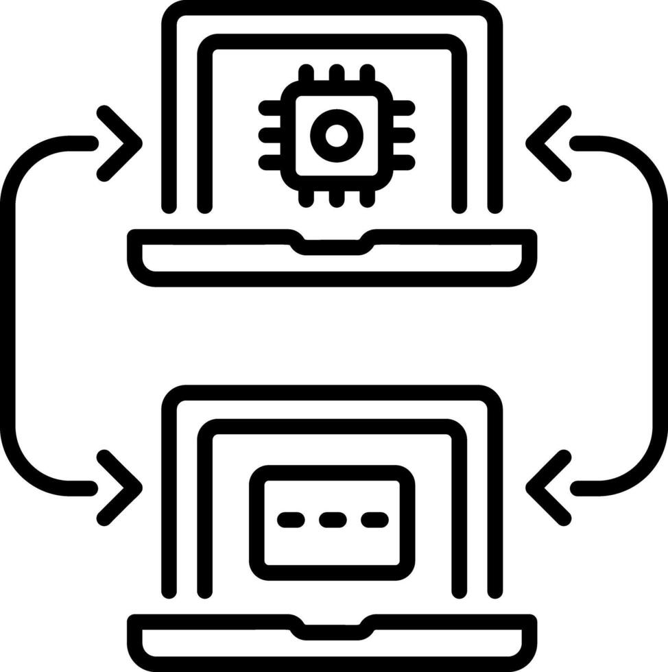 A line style icon representing computing concept vector