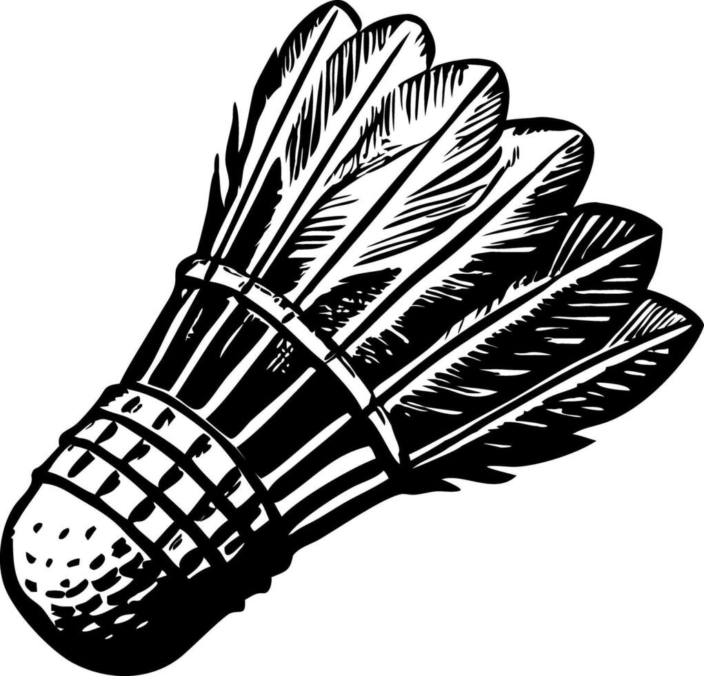 A vintage style illustration of shuttlecock vector