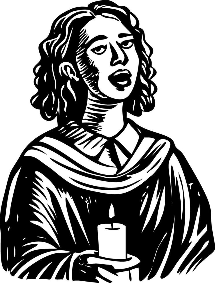A vintage style illustration depicting carol singer vector