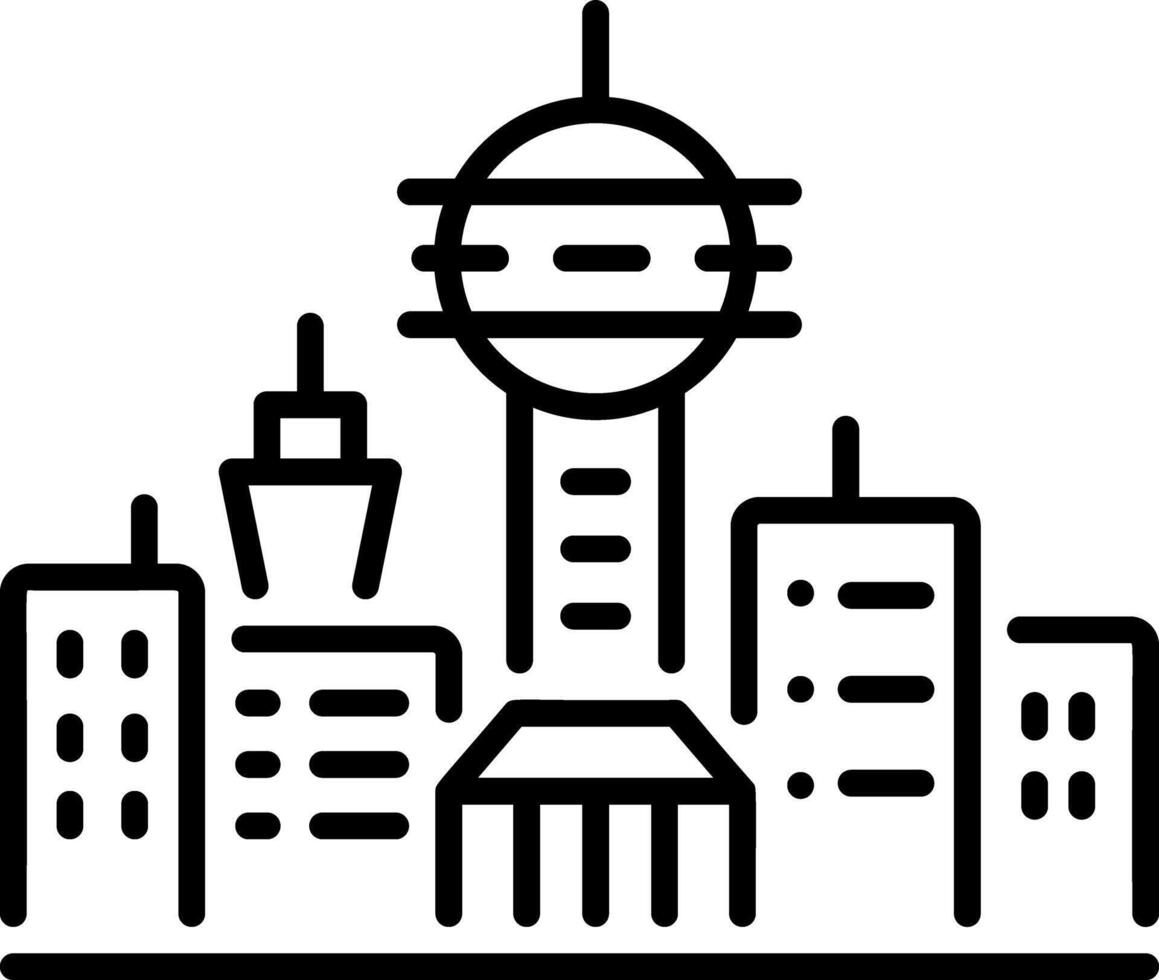 A line style icon showing skyline structure vector