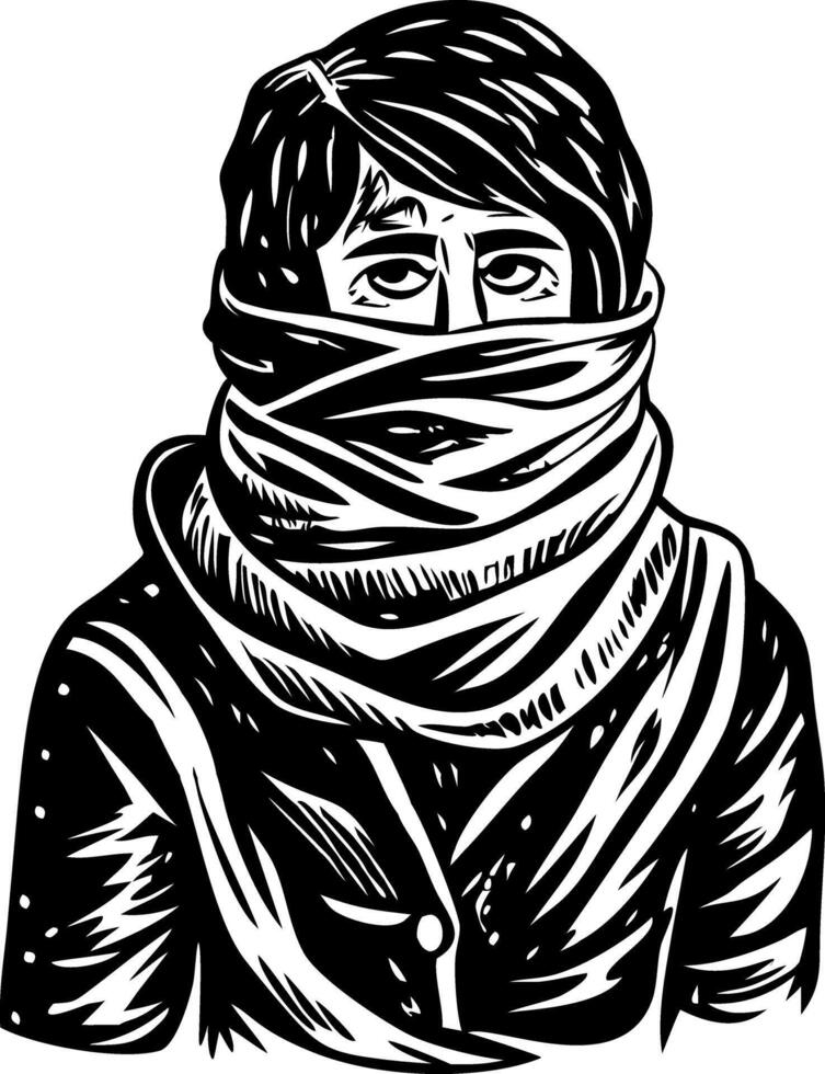 A vintage style illustration of cheerful winter boy vector