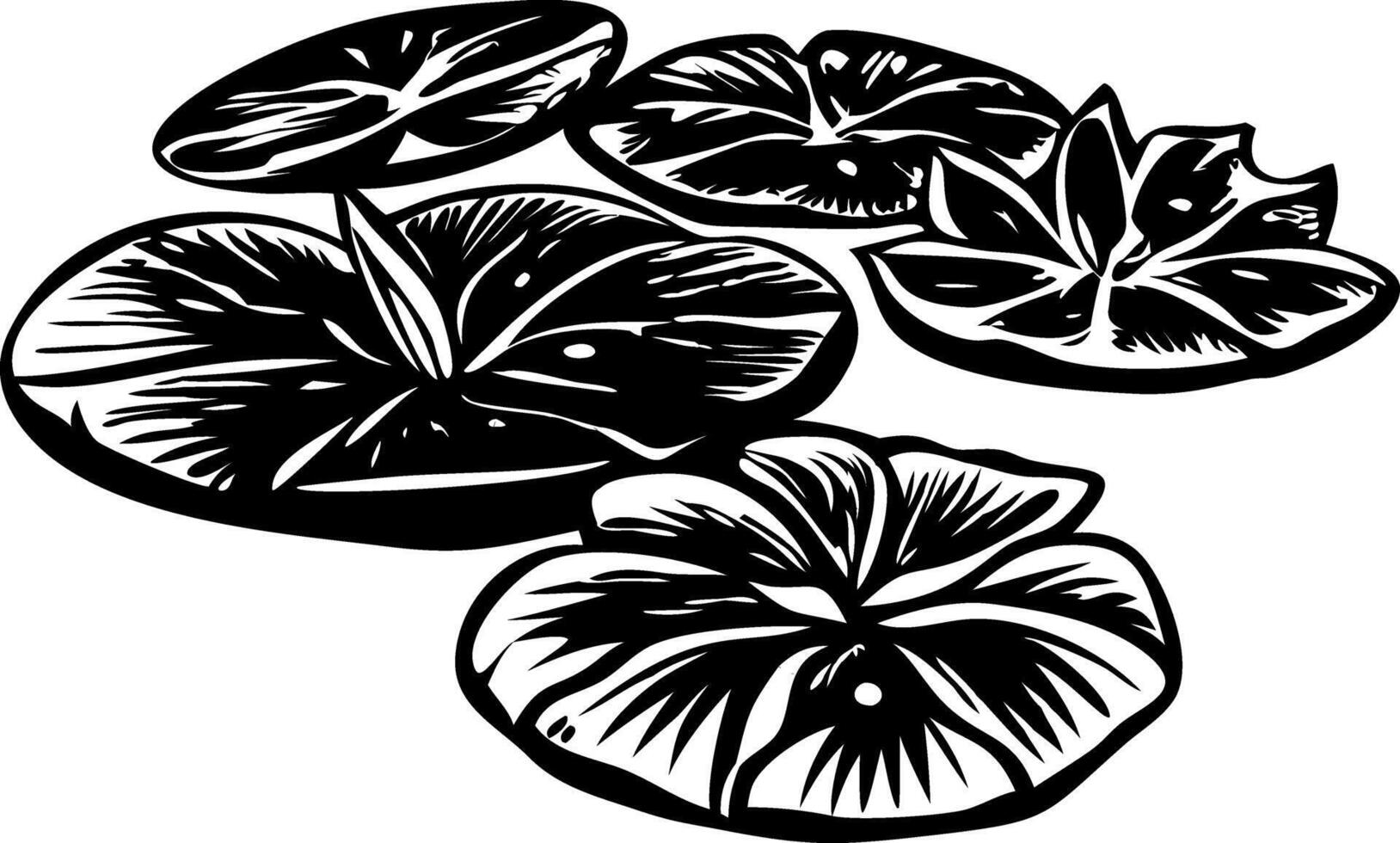 A sketchy style icon of floating lily pads vector