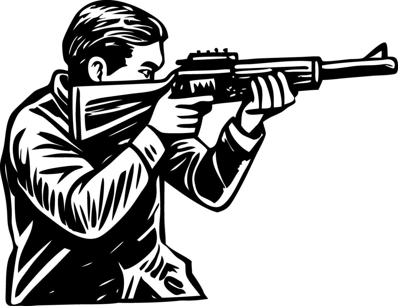 A vintage style illustration of shooting vector