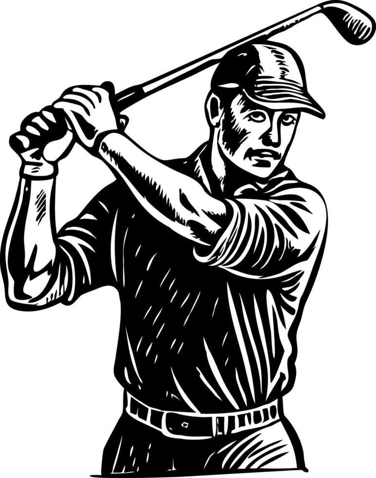 A sketchy style illustration of golf player vector