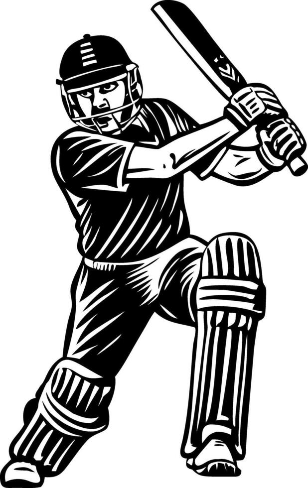 A vintage style illustration of cricket player vector