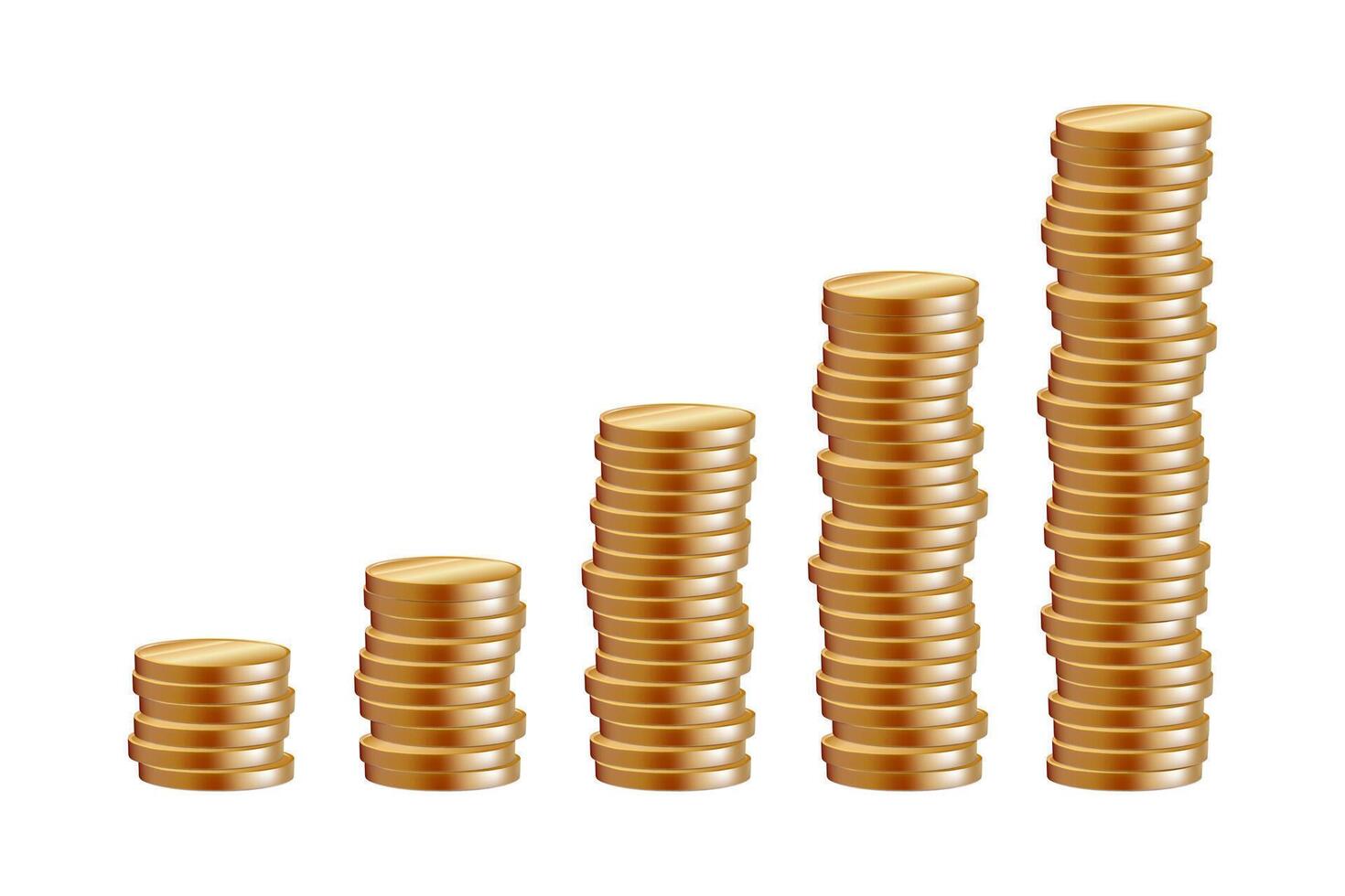 Gold coin stacks 3d. Money spin side top view render. Golden insurance empty badge. Gamble slot isolated background. Casino prize explosion icon with falling game circle chips. Dollar cash jackpot vector