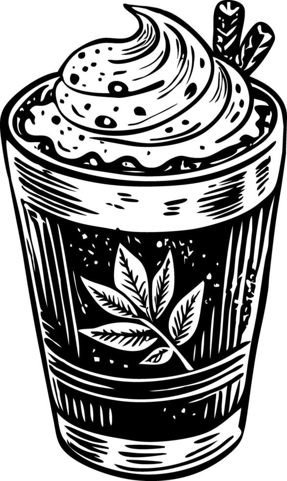 A vintage illustration of autumn spice latte vector